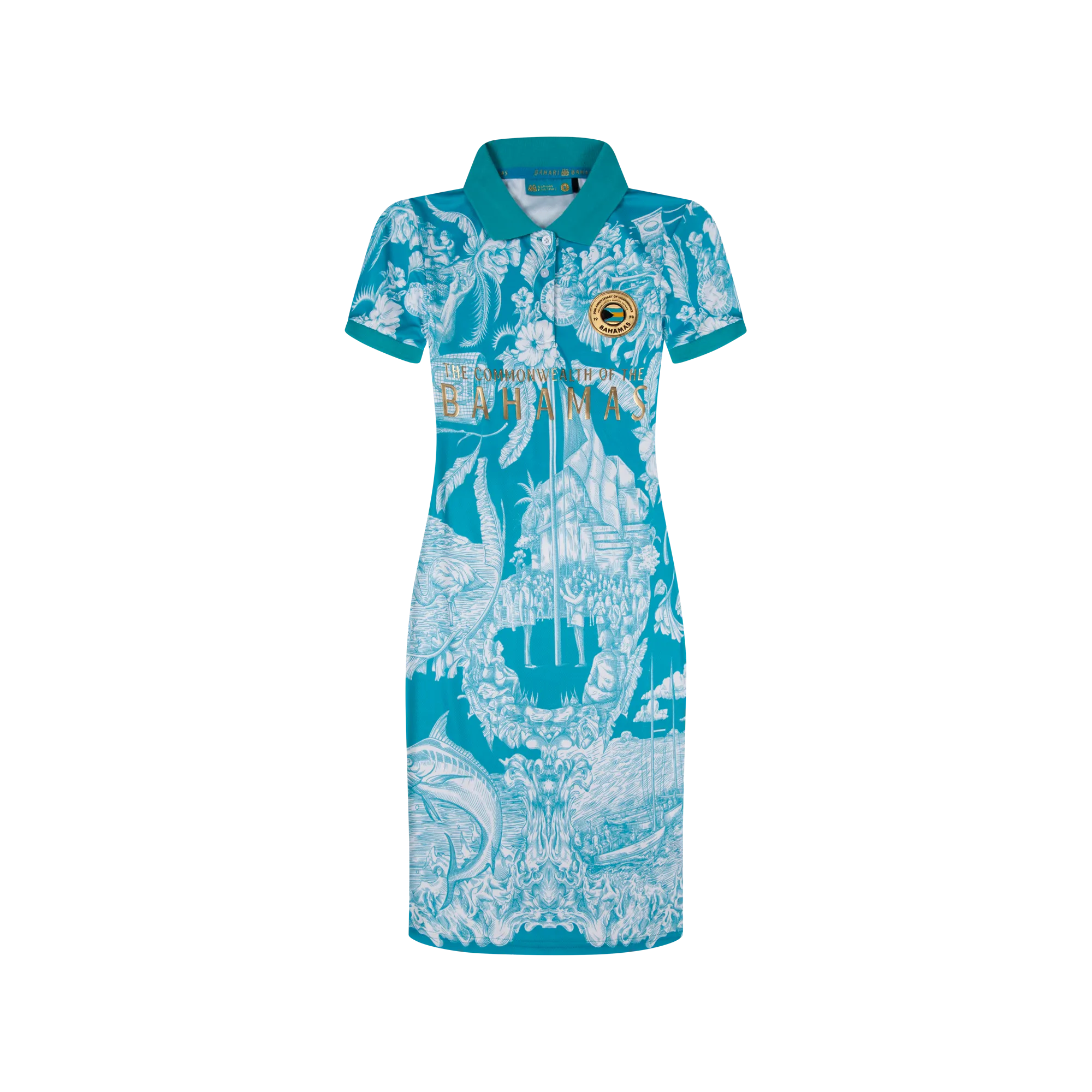 50TH INDEPENDENCE POLO DRESS-AQUA