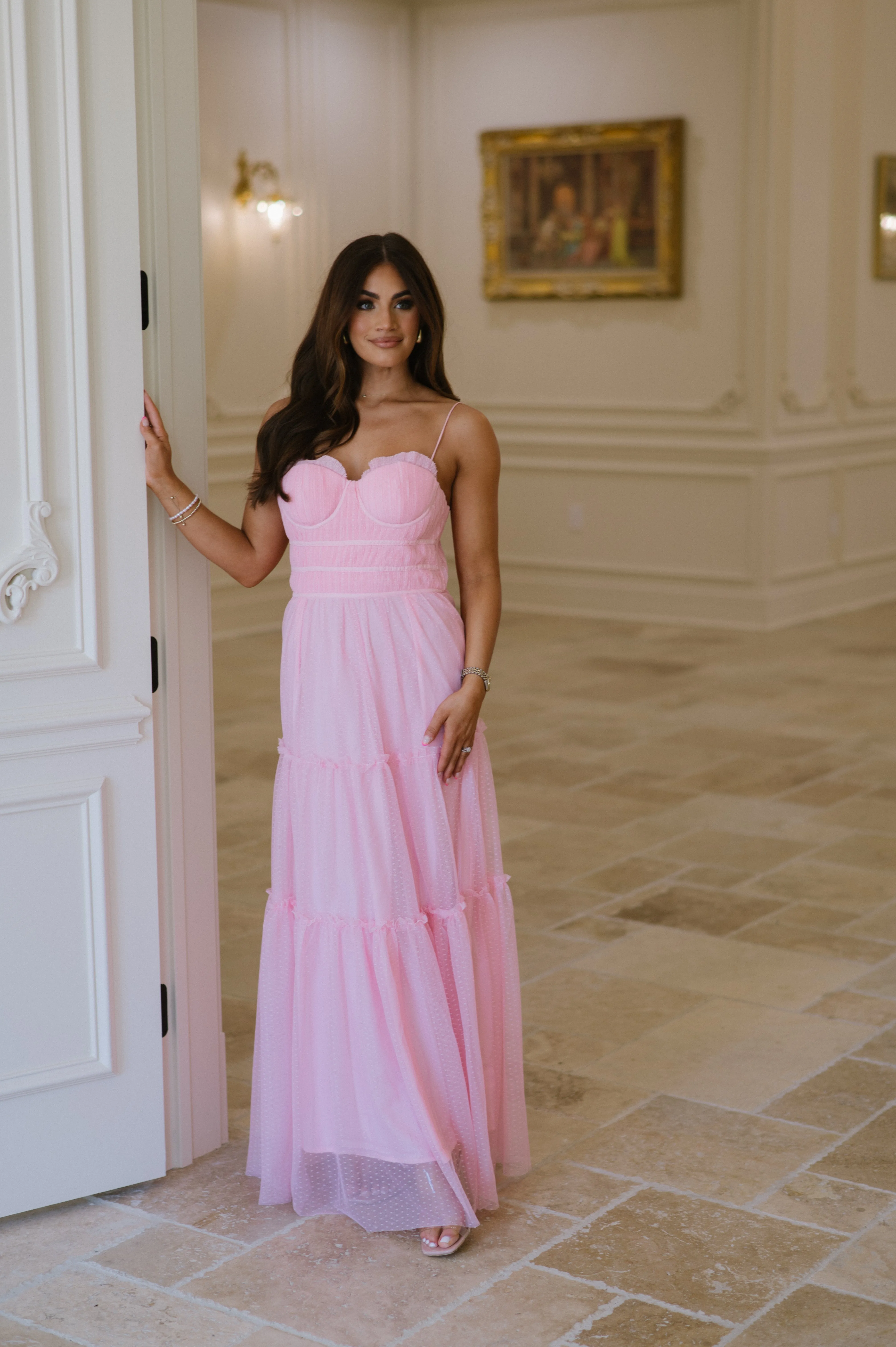 Addy Sweetheart Maxi Dress-Pink