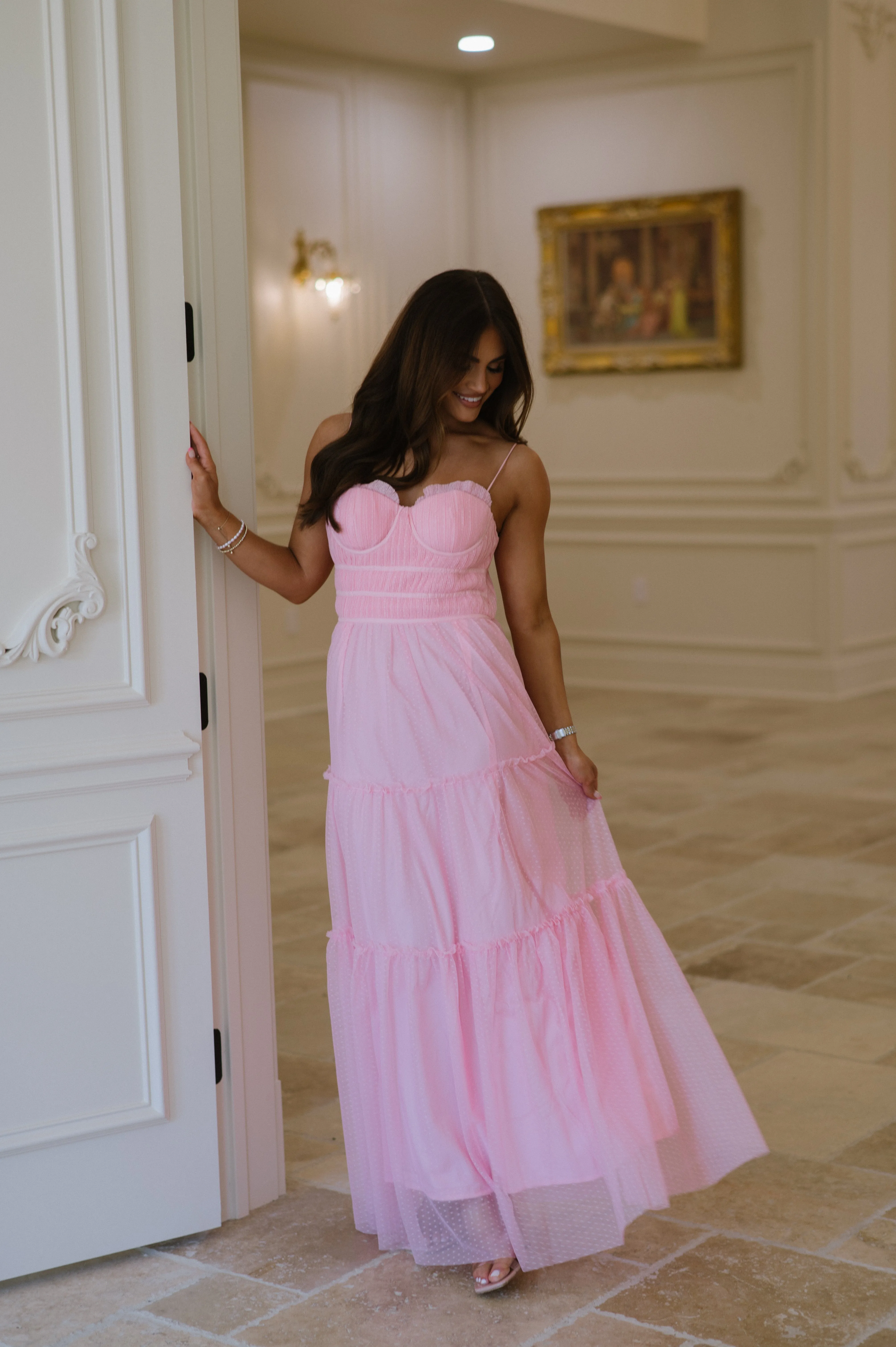 Addy Sweetheart Maxi Dress-Pink