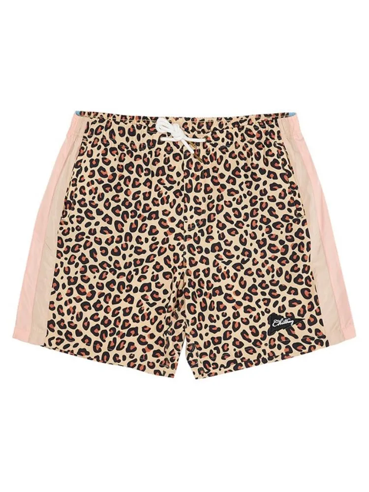 CHILLHANG Vintage Leopard Surf Shorts