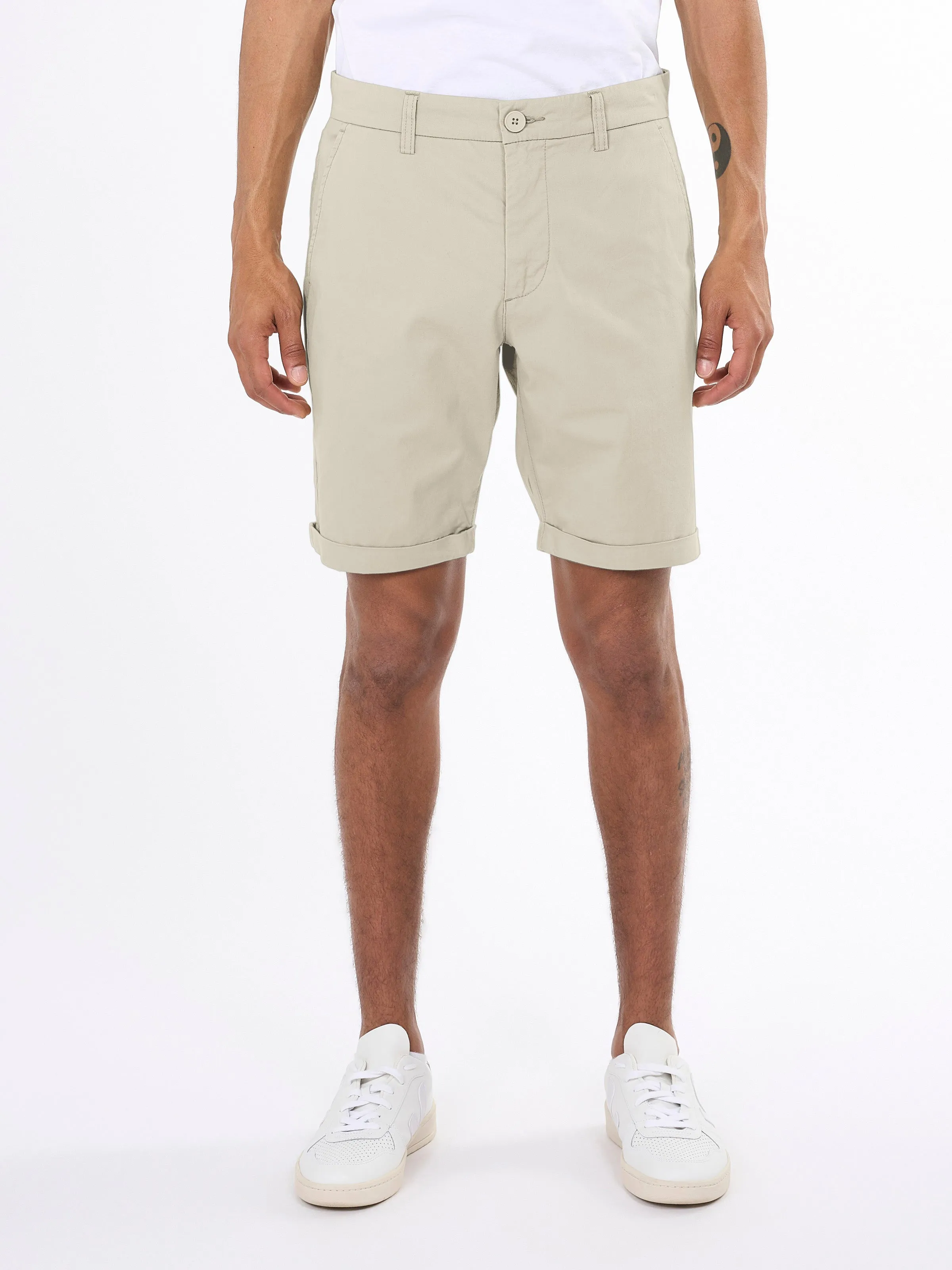 CHUCK regular chino poplin shorts - Egret