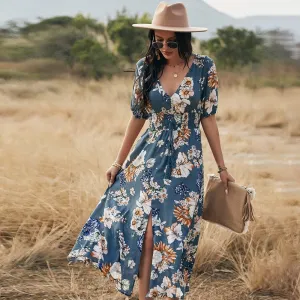 DressBetty - Beach Boho Print Sexy Maxi Split Dress