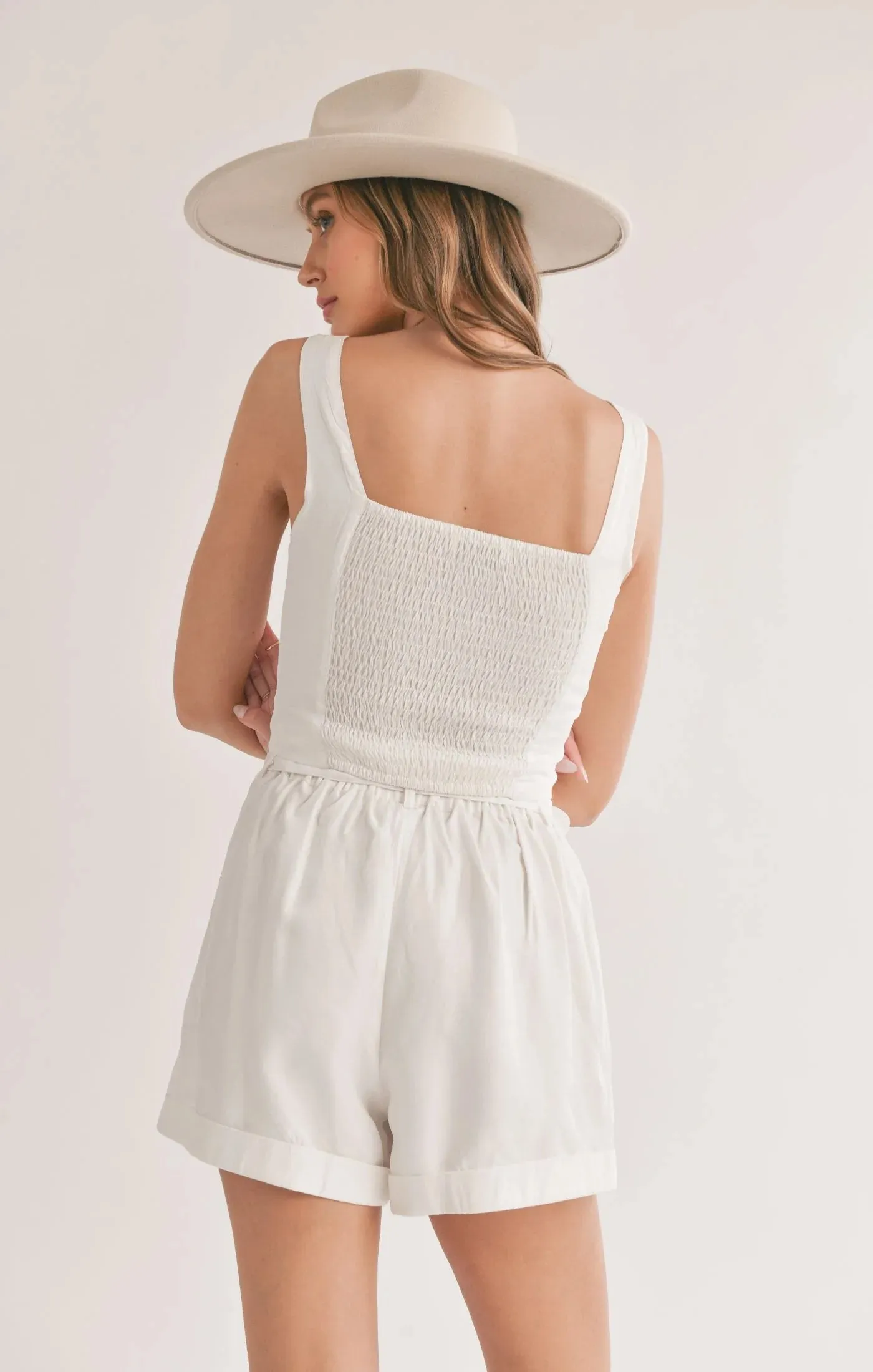 Dunes Corset Seam Tank Top White