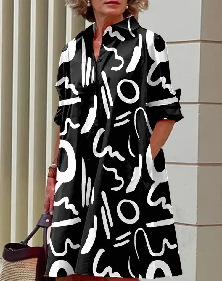 Elegant Dress Printing Prom Luxury Shirt Dress