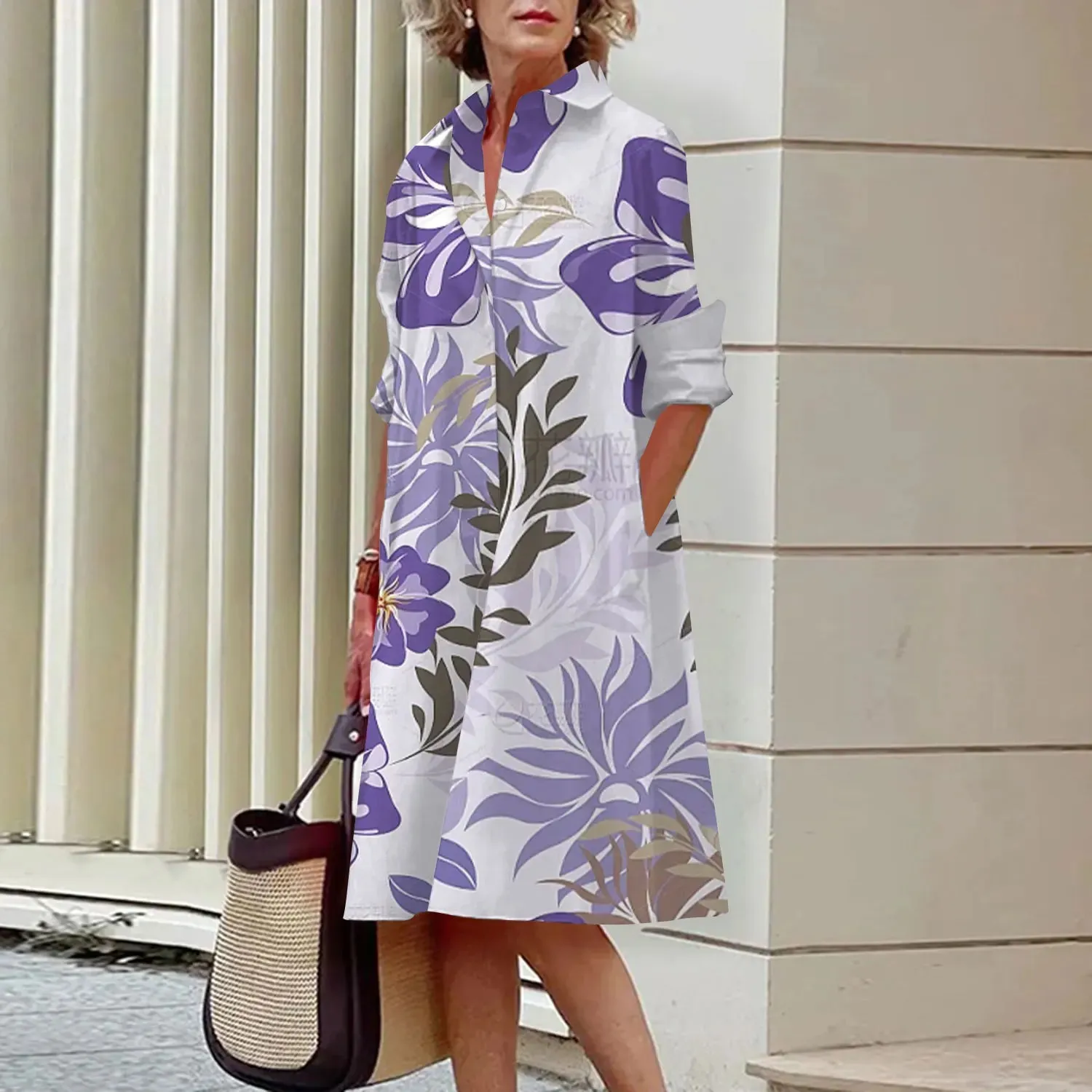 Elegant Dress Printing Prom Luxury Shirt Dress