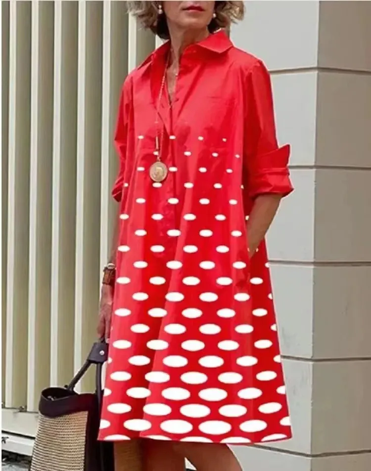 Elegant Dress Printing Prom Luxury Shirt Dress