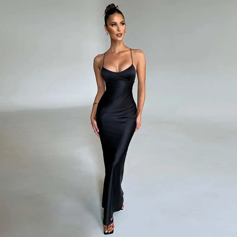 Evening Satin Summer Club Maxi Women Sexy Strapless Party Dress Dress