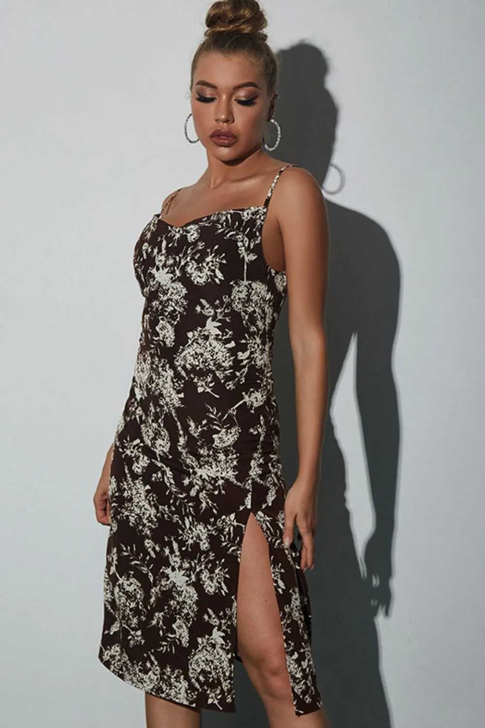 Floral Spaghetti Strap V-Neck Backless Dress