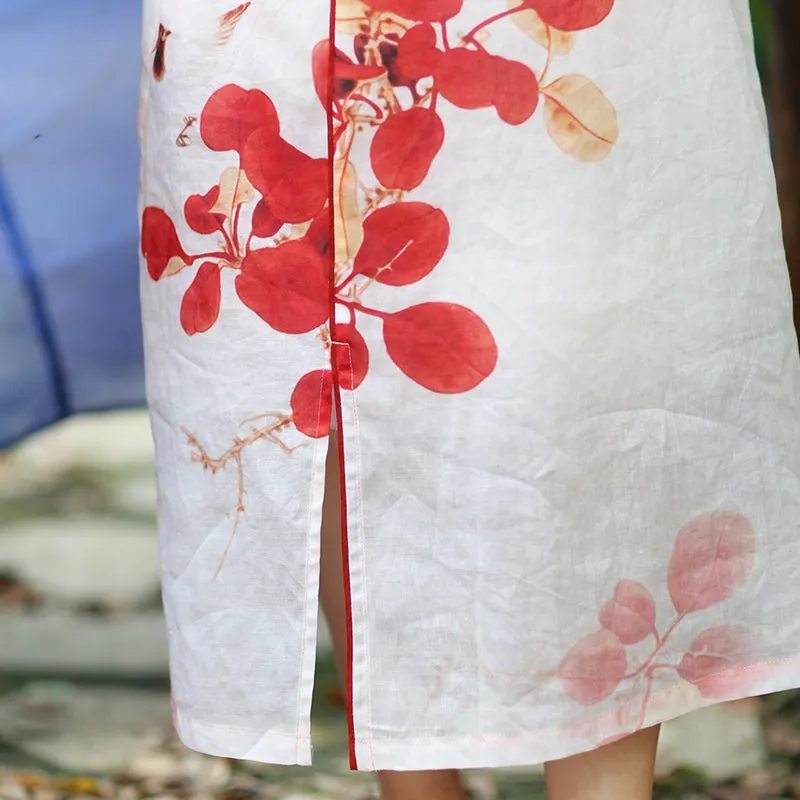 Floral Women Linen Dresses Spring Summer Women Dresses WC961805