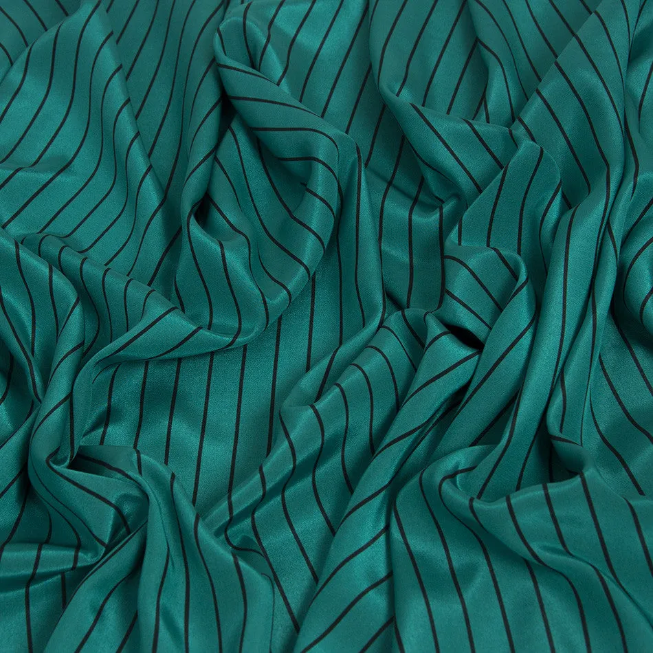 Green/ Navy Striped Poly Satin 410