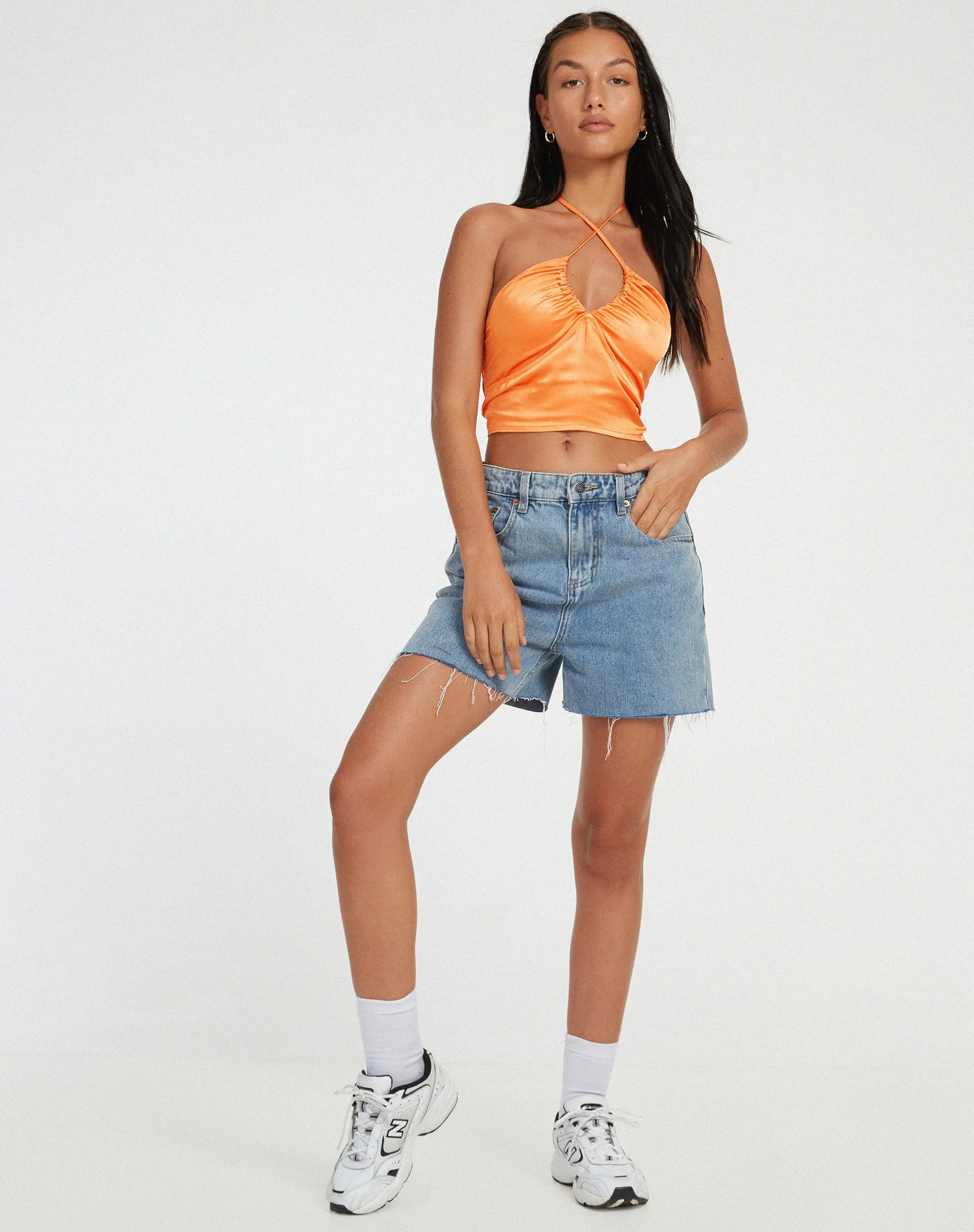 Haltri Crop Top in Satin Orange