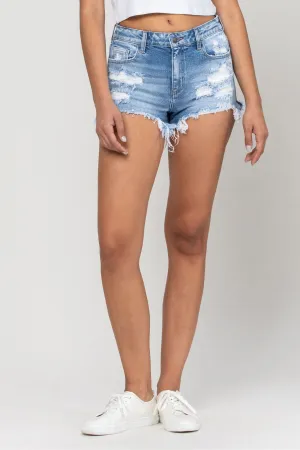 High Rise Destroy Fray Shorts