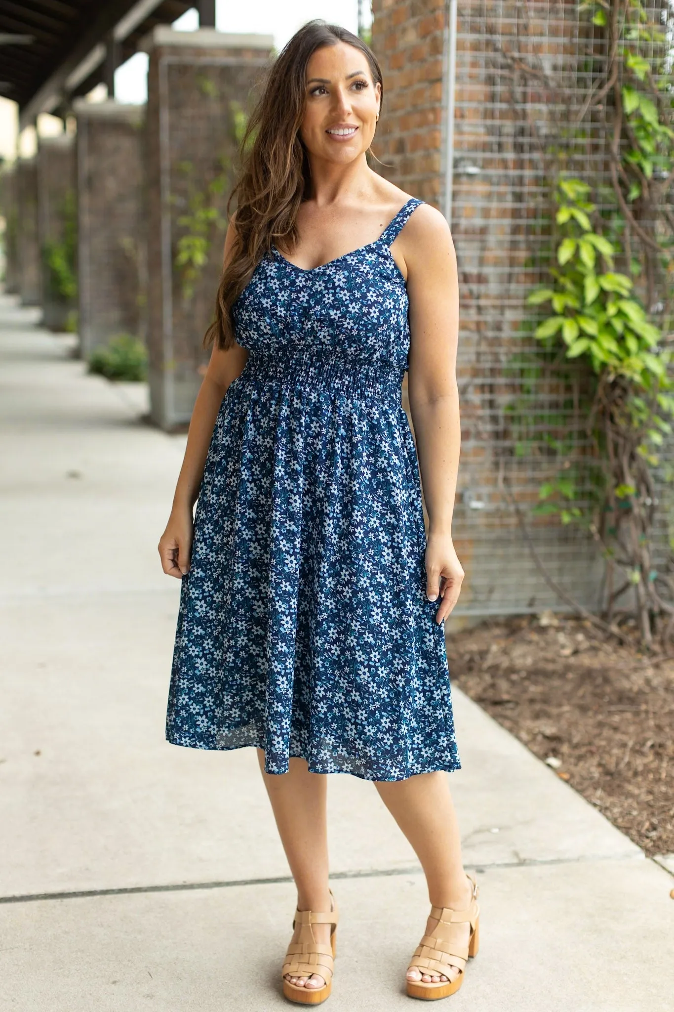 IN STOCK Cassidy Midi Dress - Blue Floral Mix | Women’s Dress FINAL SALE