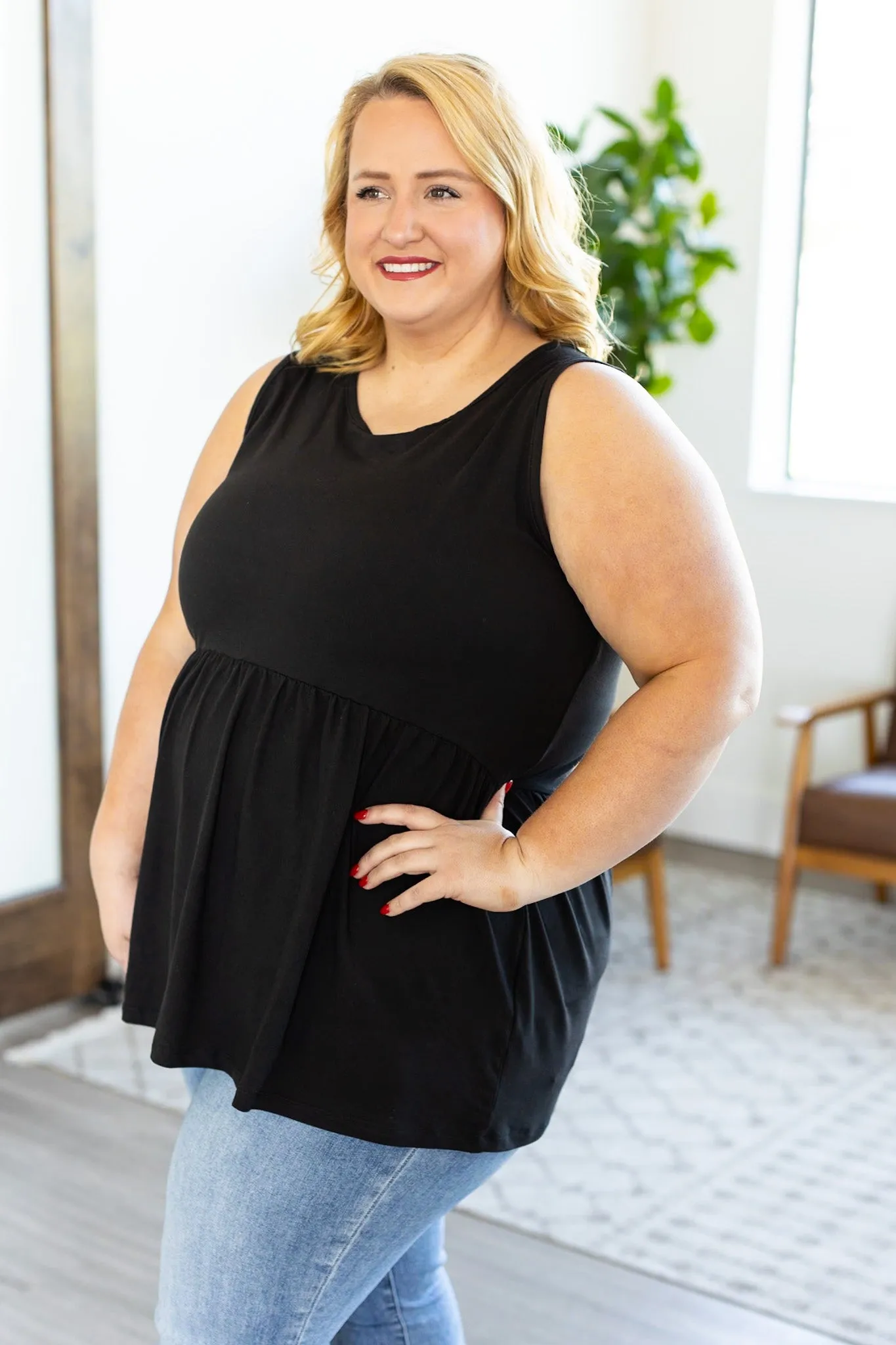 IN STOCK Renee Ruffle Tank - Black | Women's Sleeveless Top