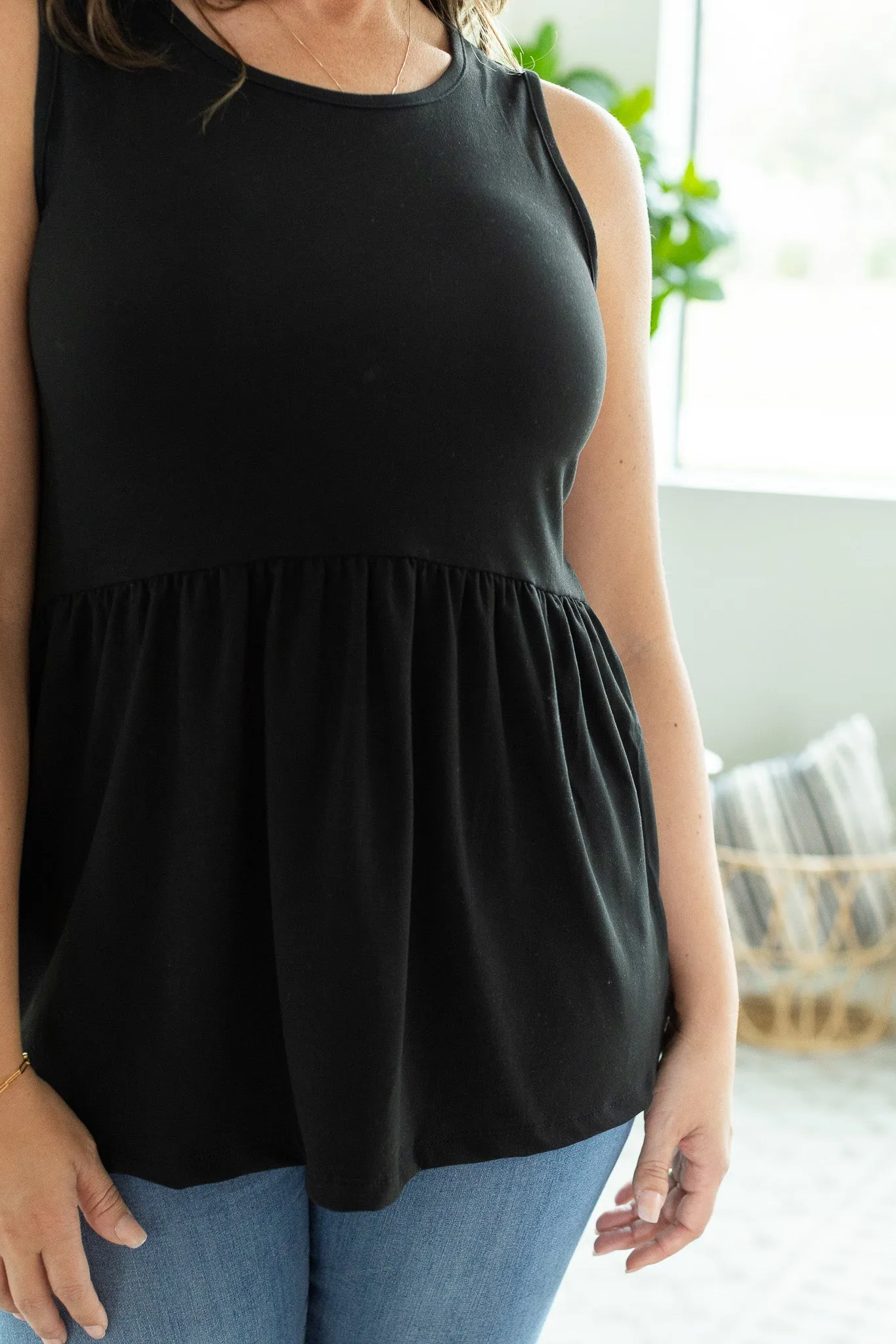 IN STOCK Renee Ruffle Tank - Black | Women's Sleeveless Top