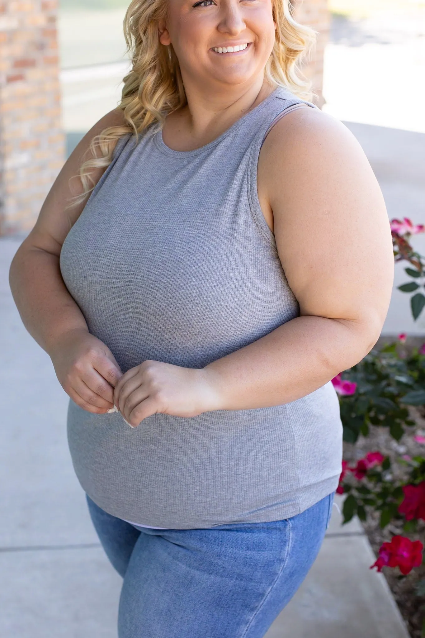 IN STOCK Tara Ribbed Tank - Grey