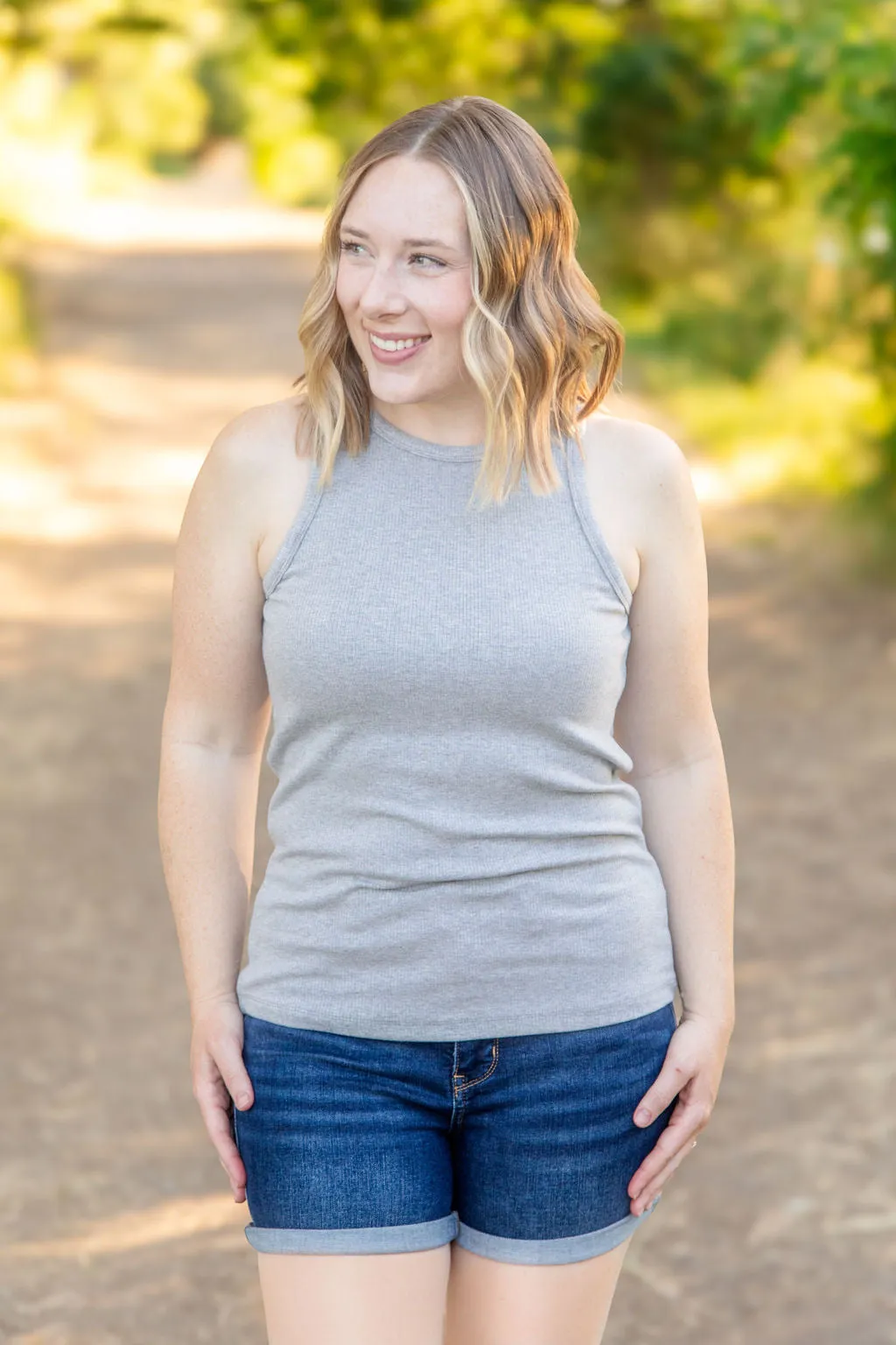 IN STOCK Tara Ribbed Tank - Grey