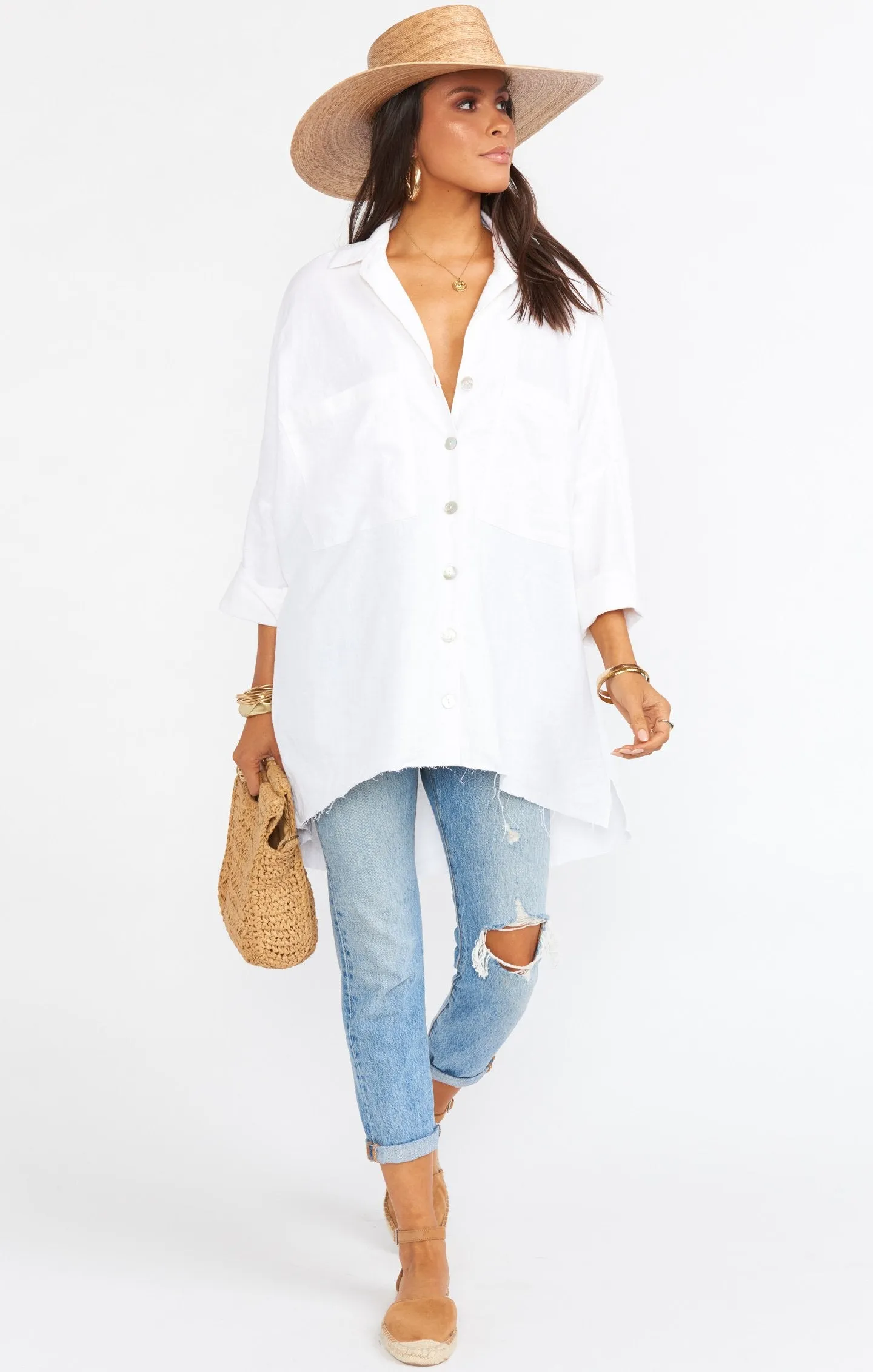 Johns Button Down Shirt ~ White Linen