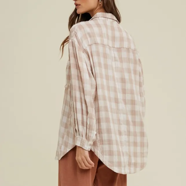 Laguna Gingham Plaid Woven Button Up Shirt