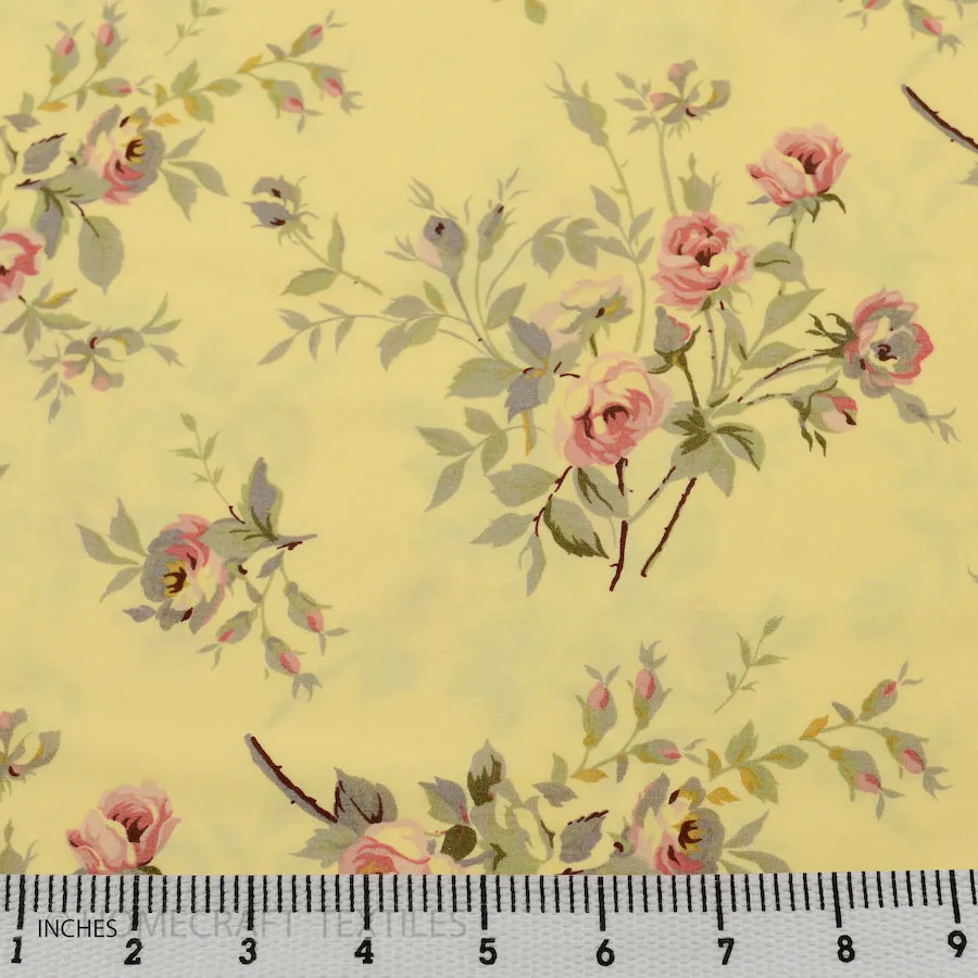 Lemon Pink Large Floral Cotton Print