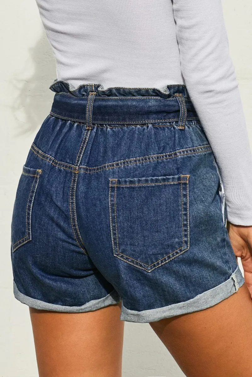 Leon Paper Bag Waist Denim Shorts