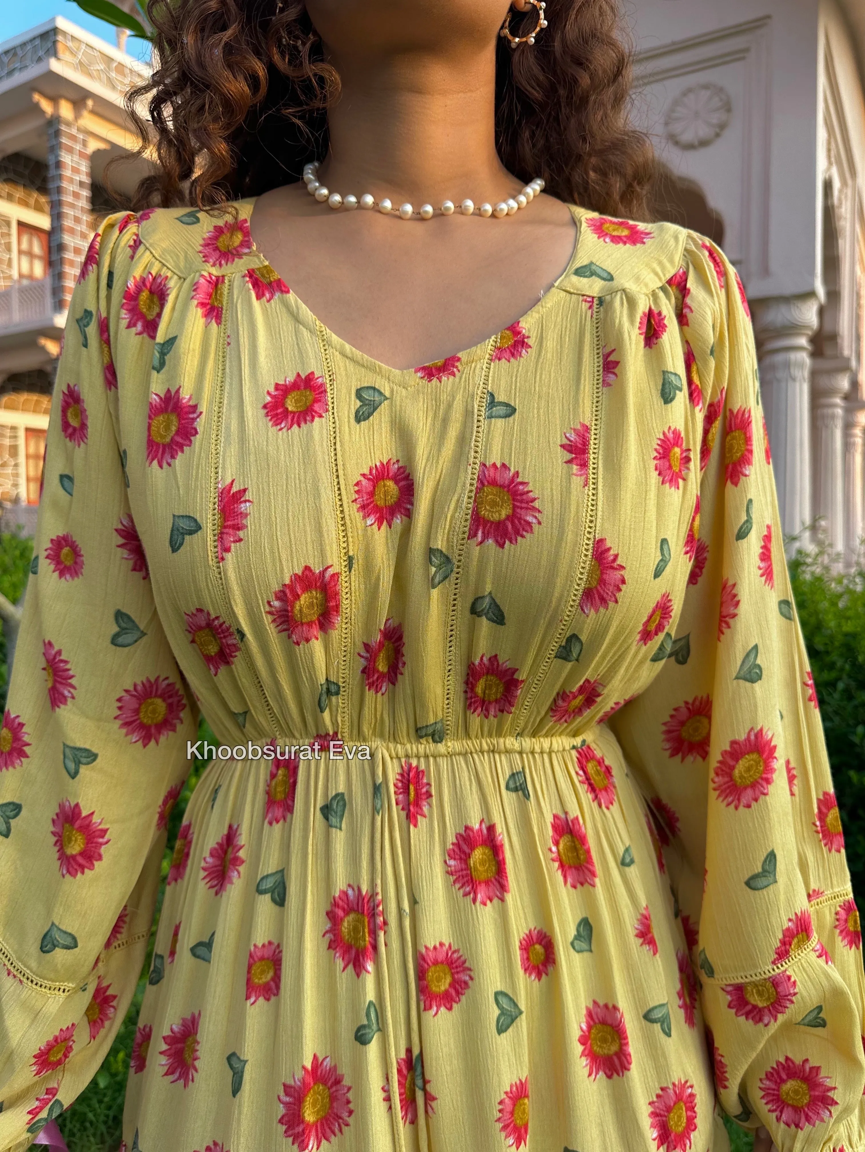 LILY YELLOW RUFFLE MIDI DRESS