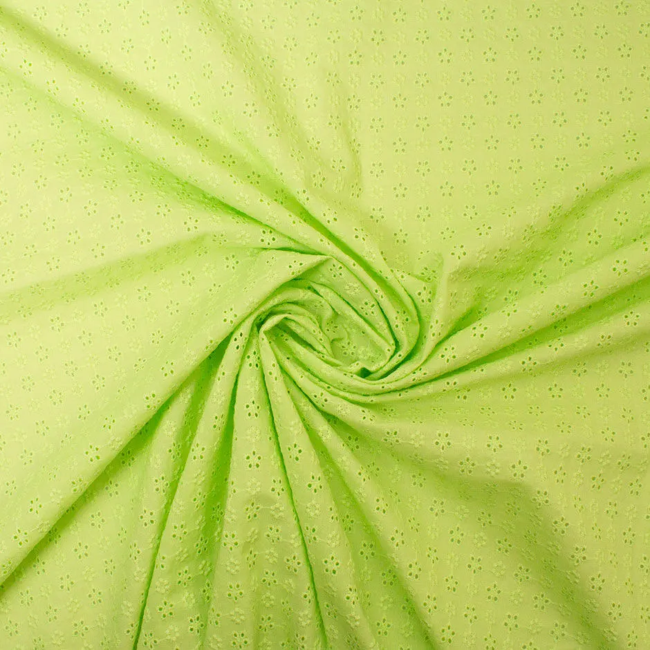 Lime Green Floral Cotton Embroidery