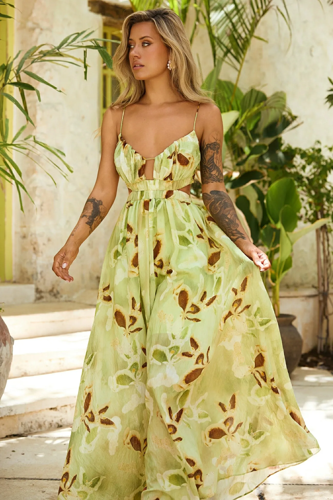 Lira Maxi Dress - Green Multi