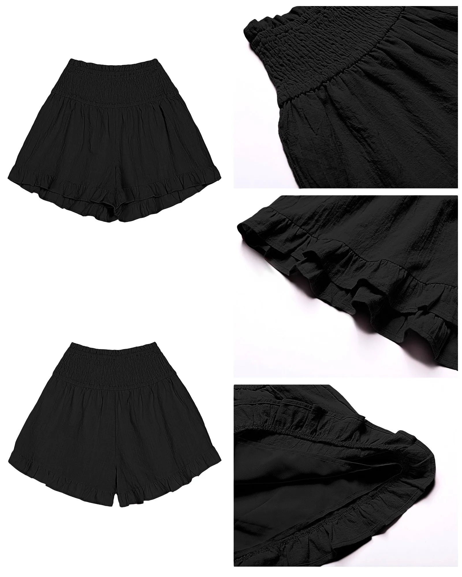 luvamia 2023 Womens Shorts for Summer Casual Elastic High Waisted Ruffle Flowy Wide Leg Shorts Lightweight Beach Wear