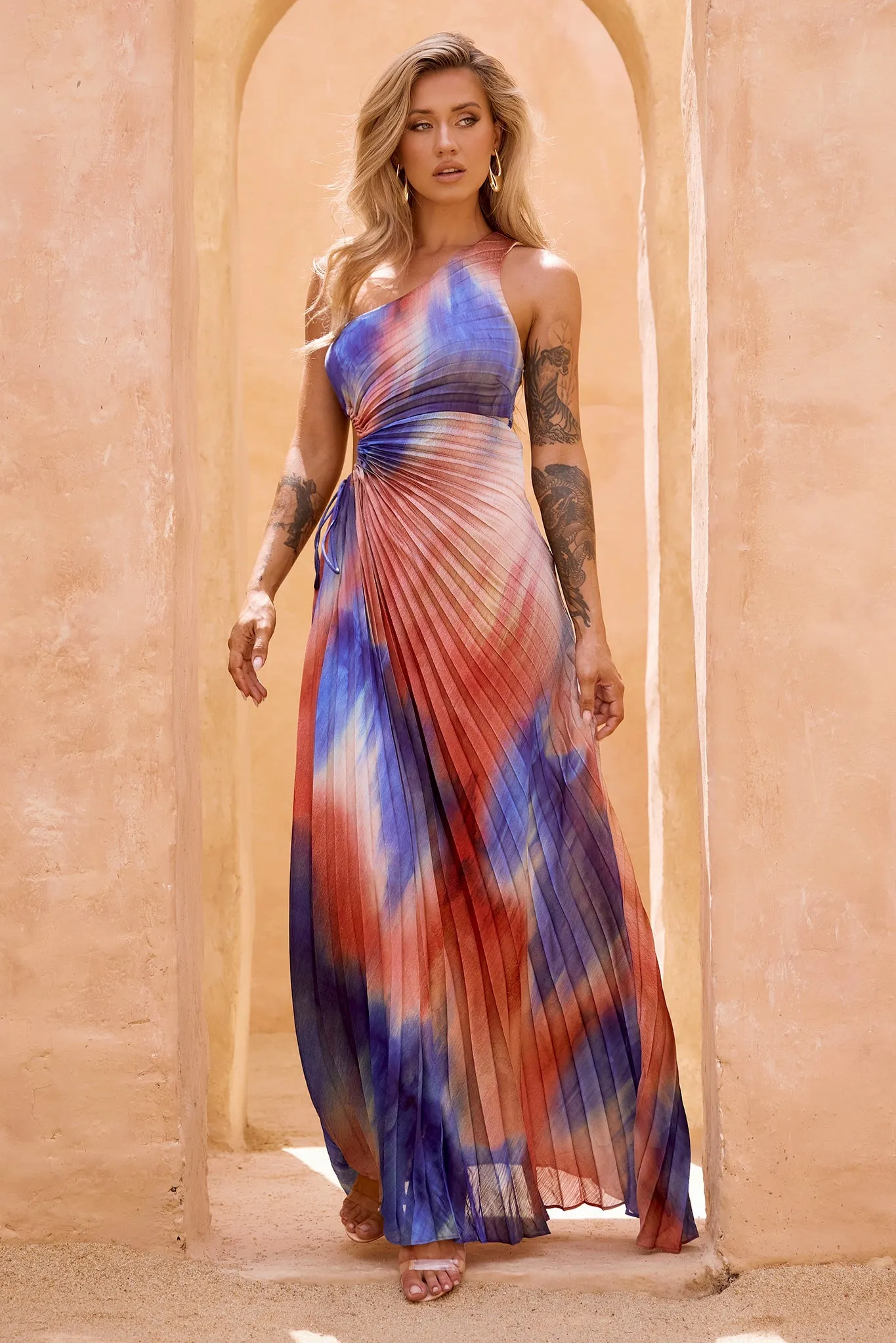 Meet Me In June Maxi Dress - Blue Multi