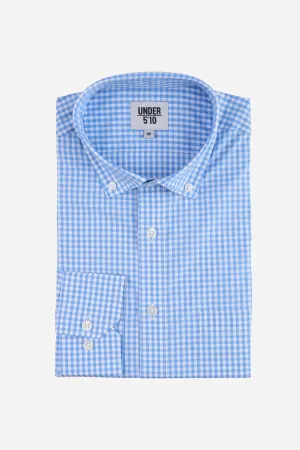 Micro Check Button Down Shirt Light Blue