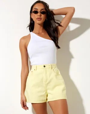 Mom Denim Shorts in Lemon