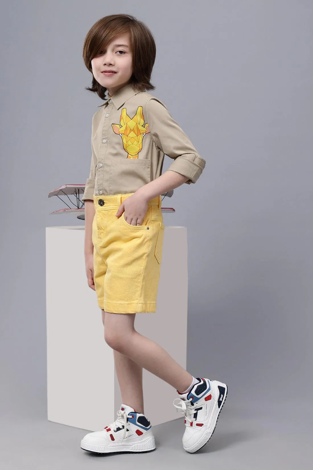 One Friday Kids Boys Yellow Denim Shorts