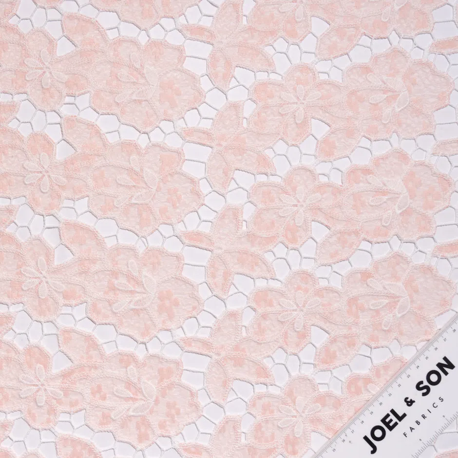 Pale Pink Floral Printed Embroidered Microfibre