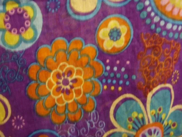 Purple Flower - Printed Poly Cotton Blend Scarf