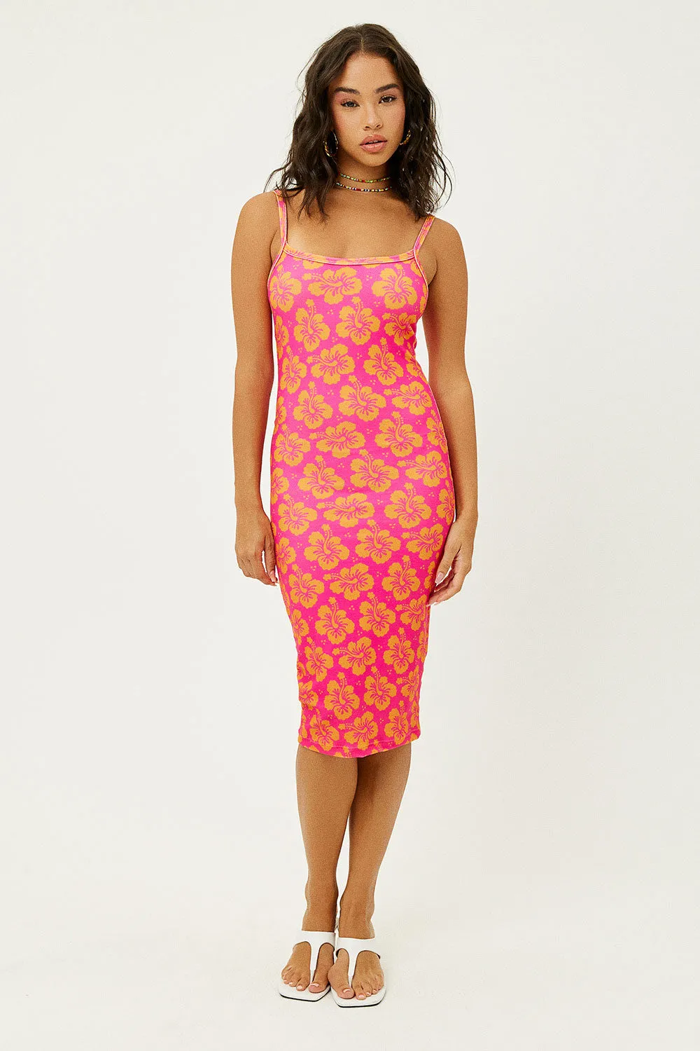 Quinn Terry Floral Dress - Hibiscus Honey