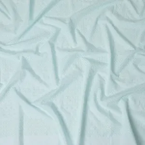 Sky Blue Cotton Voile Fabric with White Floral Embroidery, 110 cm Width-D20121