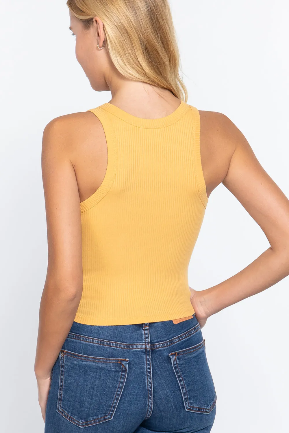 Summer Fashion Ribbed Halter Neck Crop Top