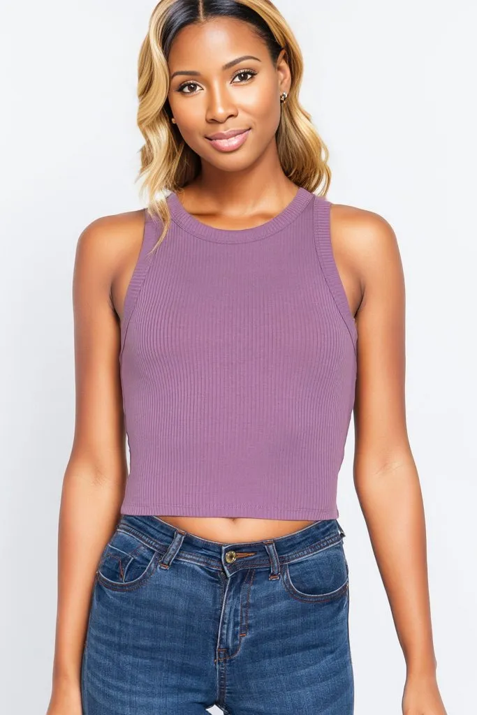 Summer Fashion Ribbed Halter Neck Crop Top