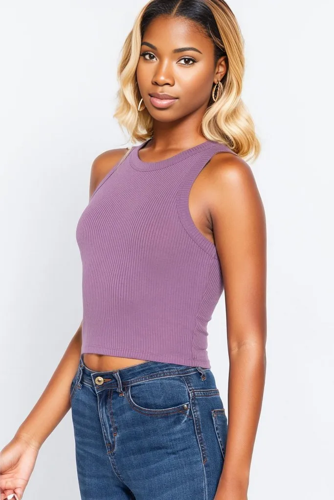 Summer Fashion Ribbed Halter Neck Crop Top