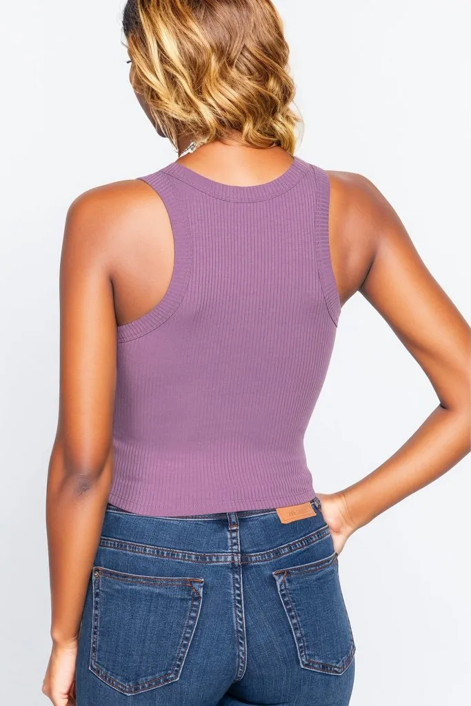 Summer Fashion Ribbed Halter Neck Crop Top