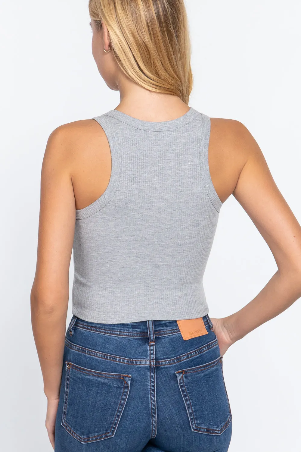 Summer Fashion Ribbed Halter Neck Crop Top