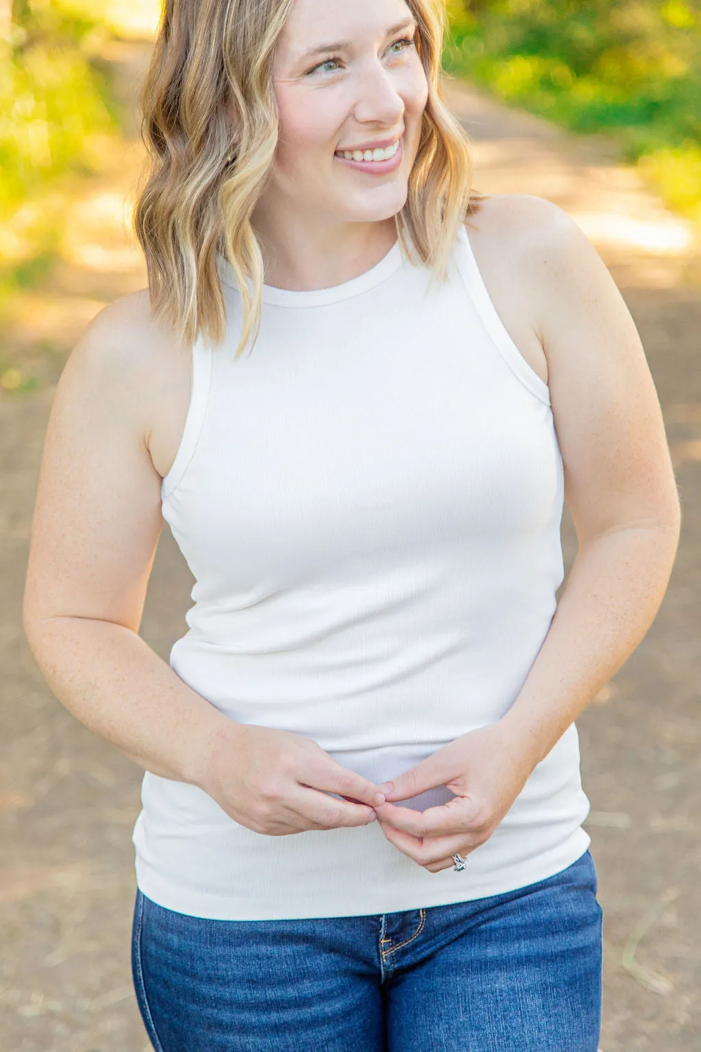 Tara Ribbed Tank - White