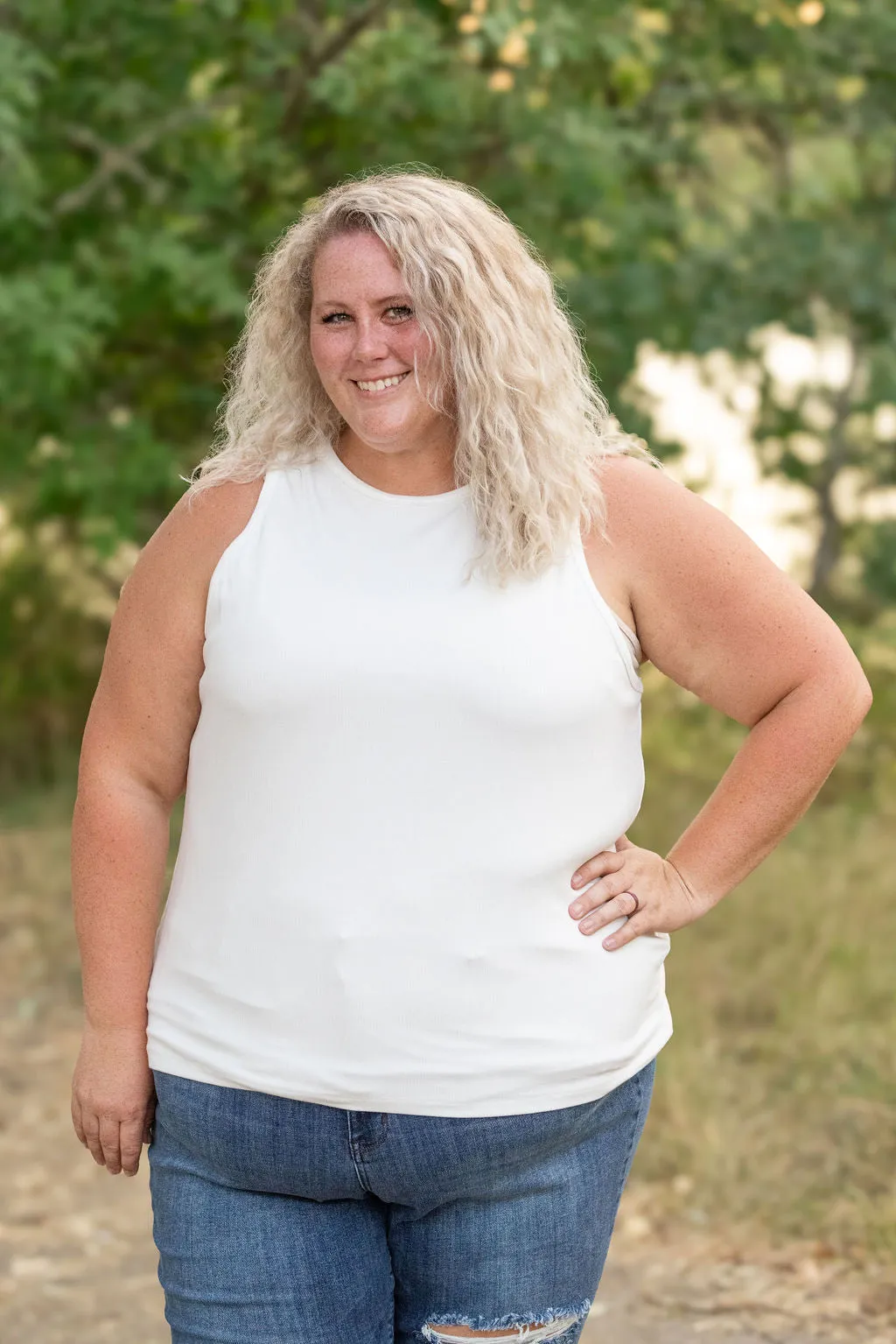 Tara Ribbed Tank - White