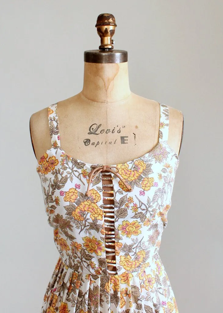 Vintage 1960s Floral Lattice Sundress