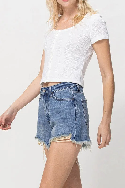 Vintage Cut Distressed Mom Short