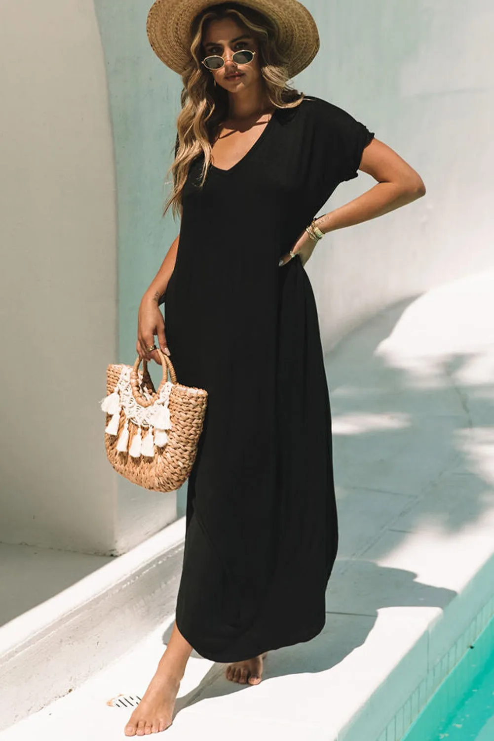 Women Splits Maxi T-shirt Dress