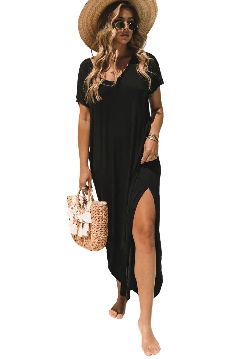 Women Splits Maxi T-shirt Dress