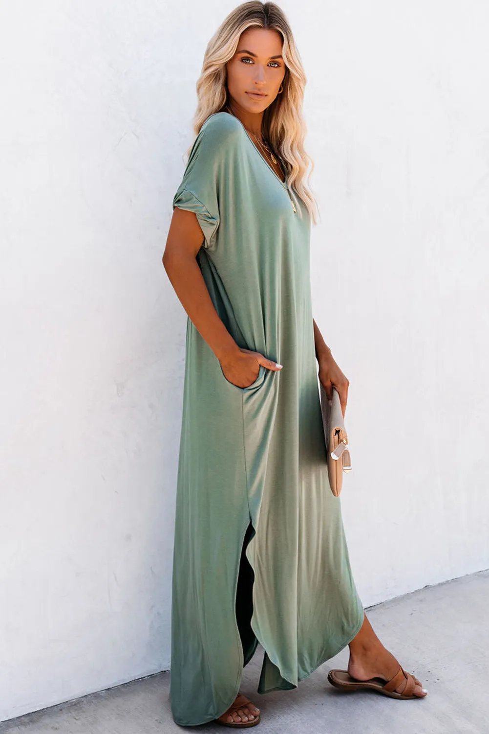 Women Splits Maxi T-shirt Dress